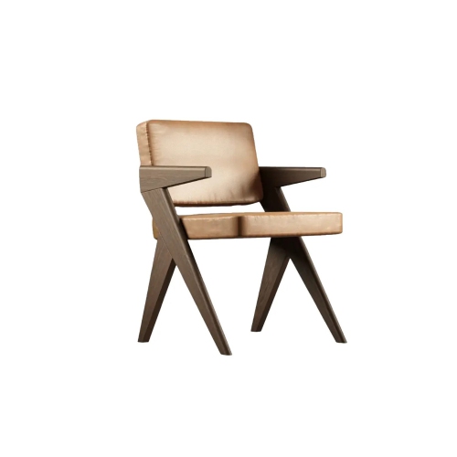 VALENCIA  Pierre Jeanneret Leather Dining Chair In Brown