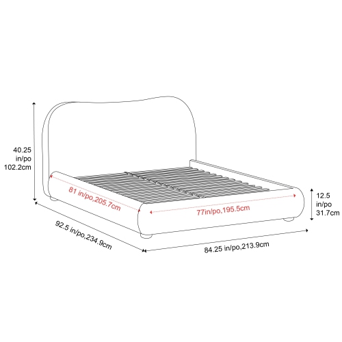 Valencia Etta Upholstered Fabric King Bed Frame, Beige