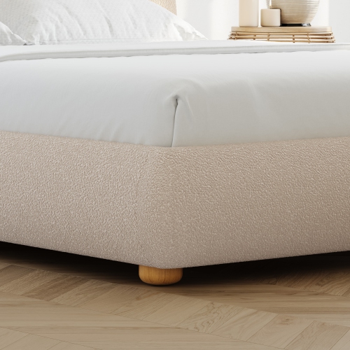 Valencia Etta Upholstered Fabric King Bed Frame, Beige