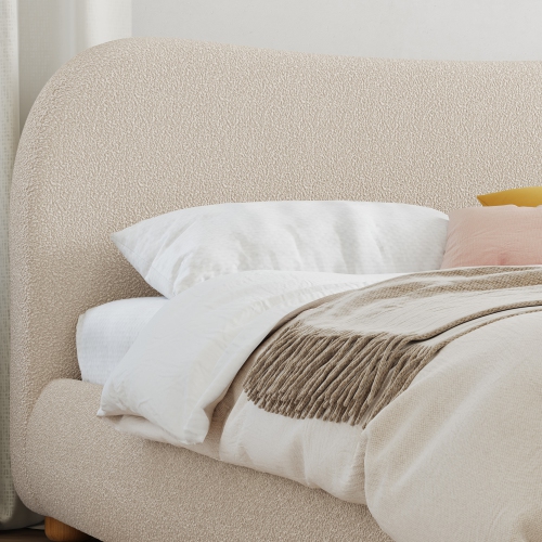 Valencia Etta Upholstered Fabric King Bed Frame, Beige