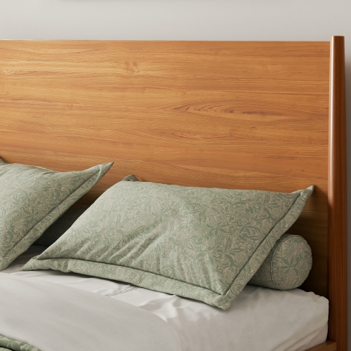 Valencia Tatum Queen Size Wood Mid-Century Bed Frame, Acorn