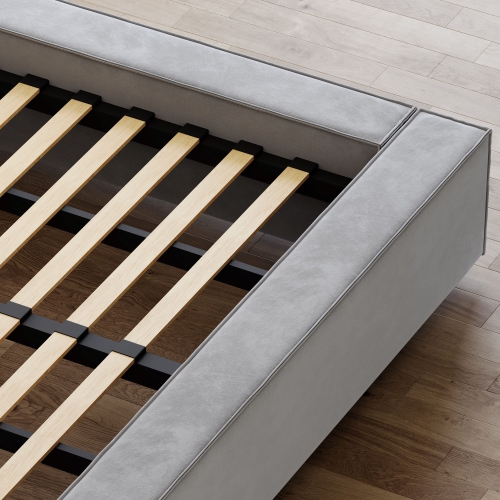 Valencia – Cadre de très grand lit en tissu Luisa, gris