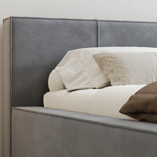 Valencia Luisa Fabric Queen Bed Frame, Grey