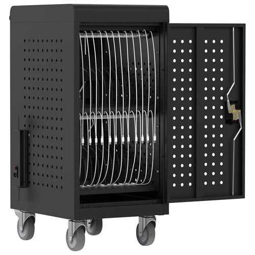 Luxor USB-C Secure Charging Cart for Laptops & Chromebooks & iPads - 24 Devices - Black