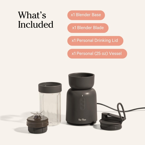 Our Place Splendor Blender - 1000W High-Power | Ultra-Sharp Blades | 2 Blending Modes | Includes 25 oz Personal Cup and Drinking Lid Set | Smoothies,