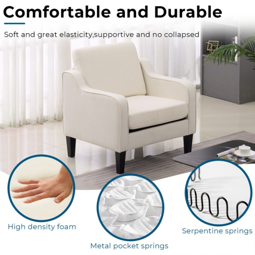 Fauteuil d'appoint contemporain en coton et lin de Karl Home pour salon beige