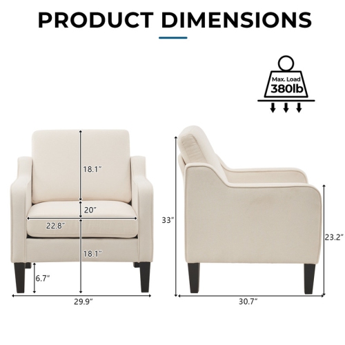Fauteuil d'appoint contemporain en coton et lin de Karl Home pour salon beige
