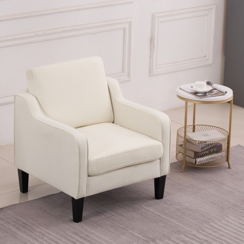 Fauteuil d'appoint contemporain en coton et lin de Karl Home pour salon beige