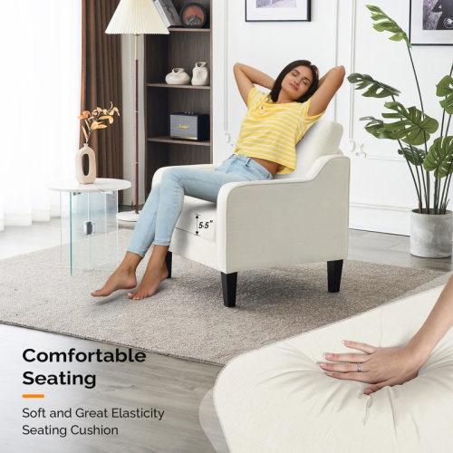 Karl Home Chenille Contemporary Accent Chair Armchair For Living Room White