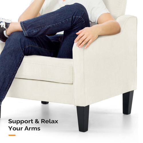 Karl Home Chenille Contemporary Accent Chair Armchair For Living Room White