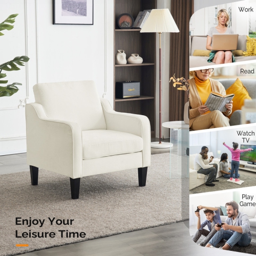 Karl Home Chenille Contemporary Accent Chair Armchair For Living Room White