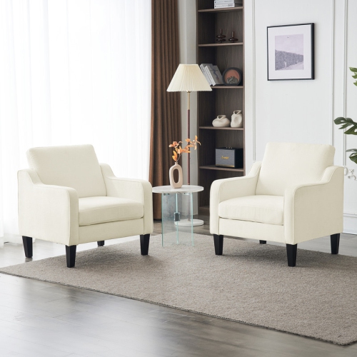 Karl Home Chenille Contemporary Accent Chair Armchair For Living Room White