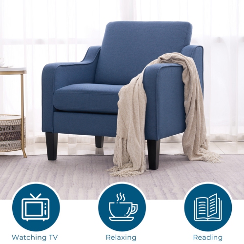 Karl Home Cotton And Linen Contemporary Accent Chair Armchair For Living Room Blue