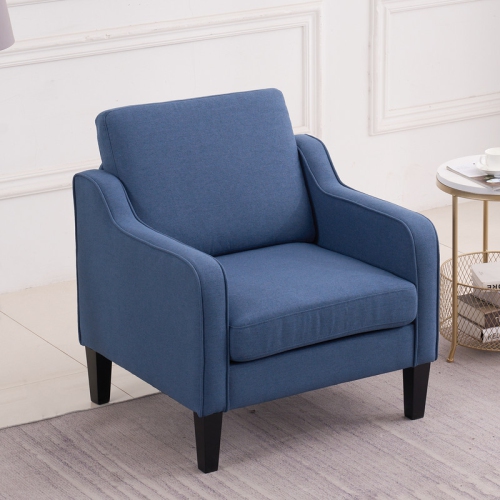 Karl Home Cotton And Linen Contemporary Accent Chair Armchair For Living Room Blue