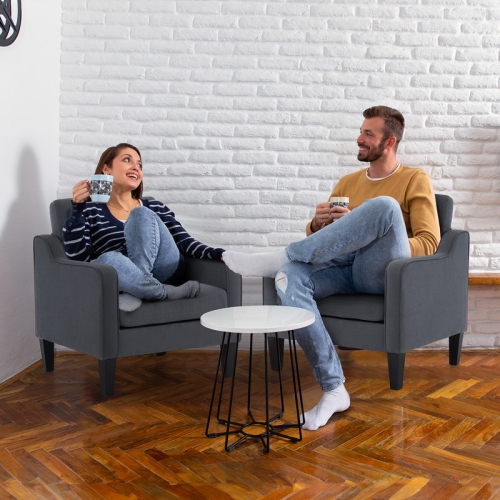 Karl Home Cotton And Linen Contemporary Accent Chair Armchair For Living Room Dark Grey