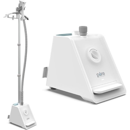 PURE ENRICHMENT  Puresteam Pro Upright Clothes Steamer - 1500W Pedal-Powered Garment Steamer With 2L Tank, 4 Heat Levels, 45S Heat-Up Time