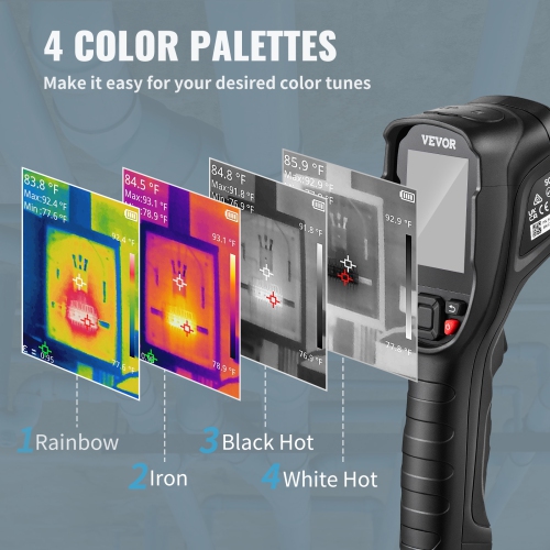 VEVOR 320 x 240 Pixels Thermal Imaging Camera, 25Hz Refresh Rate Infrared Camera with -4 to 752°F Temperature Range, 32G Built-in SD Card, and