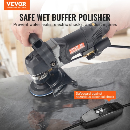 VEVOR 800W Wet Polisher, 4" Concrete Grinder with 6 Variable Speed and 7 Polishing Kits, Wet Grinder Machine for Marble, Granite, Stone, Rock, Tile,