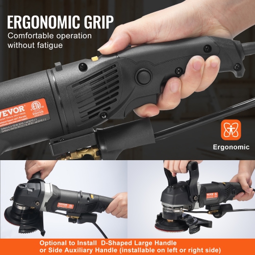 VEVOR 800W Wet Polisher, 4" Concrete Grinder with 6 Variable Speed and 7 Polishing Kits, Wet Grinder Machine for Marble, Granite, Stone, Rock, Tile,