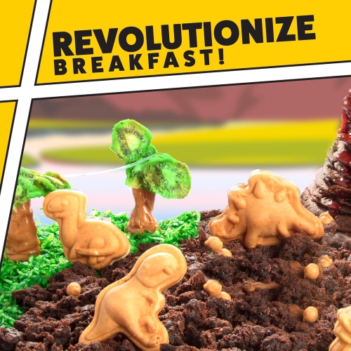 Dinosaur Mini Waffle Maker - 5 Dinosaur Shapes in Minutes, Non-Stick Waffle Iron, Fun Breakfast for Kids and Adults