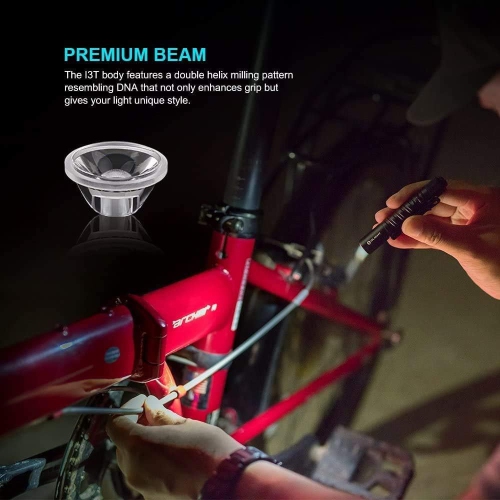 I3T EOS Slim EDC Flashlight, 180 Lumens Tail Switch Tiny Flashlight with Direction Pocket Clip, Powered by AAA Battery, for Dog Walking, Camping,