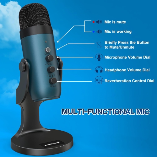 USB Microphone,Condenser Phone Computer PC Mic kit,Plug&Play Gaming Microphones for PS 4&5.Mic Gain&Volume Control,Echo &Mute Button for