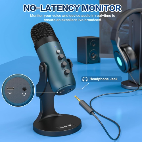 USB Microphone,Condenser Phone Computer PC Mic kit,Plug&Play Gaming Microphones for PS 4&5.Mic Gain&Volume Control,Echo &Mute Button for