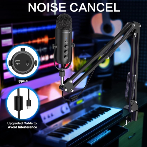 USB Microphone,Condenser Phone Computer PC Mic kit,Plug&Play Gaming Microphones for PS 4&5.Mic Gain&Volume Control,Echo &Mute Button for