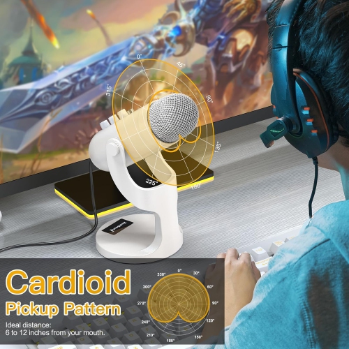 USB Microphone,Condenser Phone Computer PC Mic kit,Plug&Play Gaming Microphones for PS 4&5.Mic Gain&Volume Control,Echo &Mute Button for