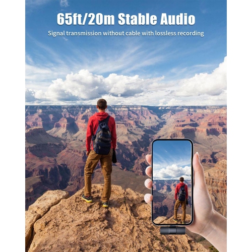 Wireless Lavalier Microphone for Android/iPhone/Computer/Laptop, Professional Mini Mics for Video Recording Interview Conference Podcast Vlog YouTube