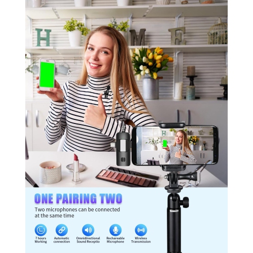 Wireless Lavalier Microphone for Android/iPhone/Computer/Laptop, Professional Mini Mics for Video Recording Interview Conference Podcast Vlog YouTube