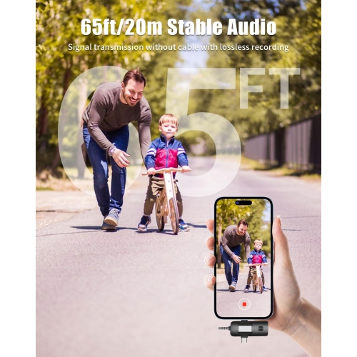 Wireless Lavalier Microphone for Android/iPhone/Computer/Laptop, Professional Mini Mics for Video Recording Interview Conference Podcast Vlog YouTube