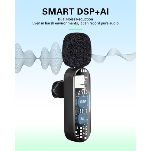 Wireless Lavalier Microphone for Android/iPhone/Computer/Laptop, Professional Mini Mics for Video Recording Interview Conference Podcast Vlog YouTube