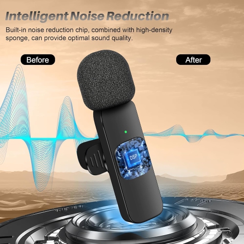 Wireless Lavalier Microphone for Android/iPhone/Computer/Laptop, Professional Mini Mics for Video Recording Interview Conference Podcast Vlog YouTube