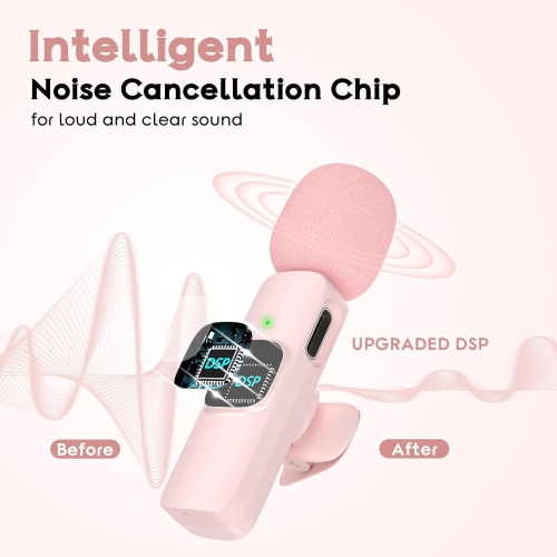 Wireless Lavalier Microphone for Android/iPhone/Computer/Laptop, Professional Mini Mics for Video Recording Interview Conference Podcast Vlog YouTube