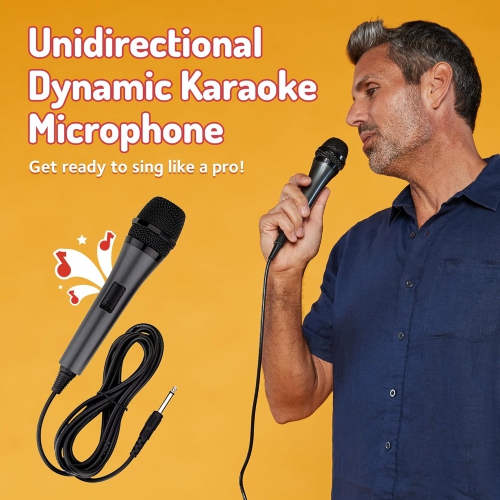 Singing Machine SMM-205 Dynamic Karaoke Microphone with 10.5 ft Cord
