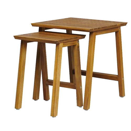 F. Corriveau International - Set of 2 Vario Tables, Indoor/Outdoor, Made of Acacia Wood
