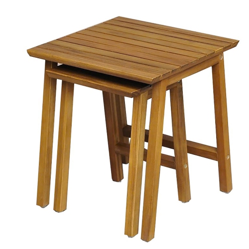 F. Corriveau International - Set of 2 Vario Tables, Indoor/Outdoor, Made of Acacia Wood