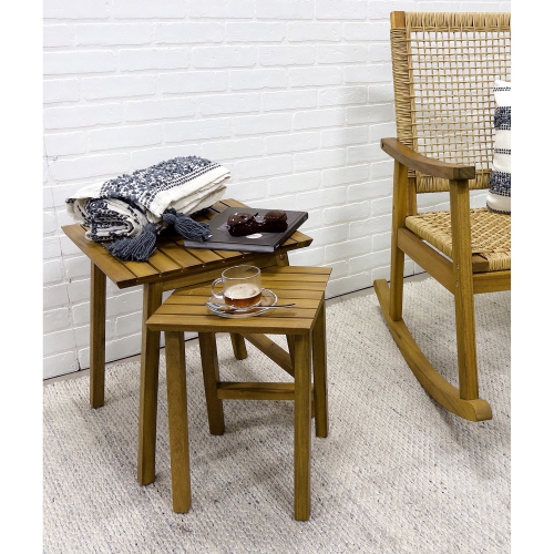 F. Corriveau International - Set of 2 Vario Tables, Indoor/Outdoor, Made of Acacia Wood