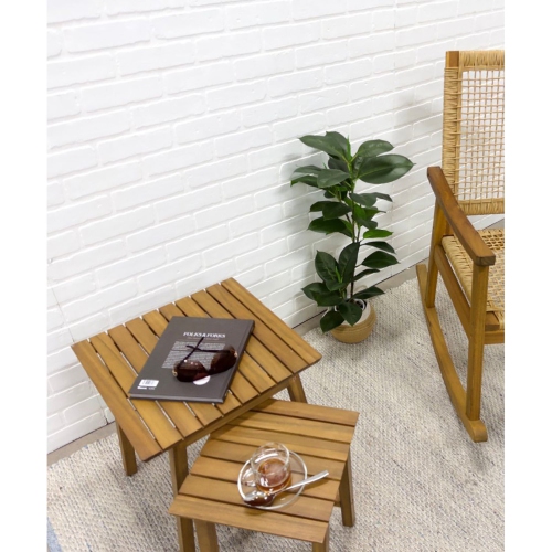 F. Corriveau International - Set of 2 Vario Tables, Indoor/Outdoor, Made of Acacia Wood