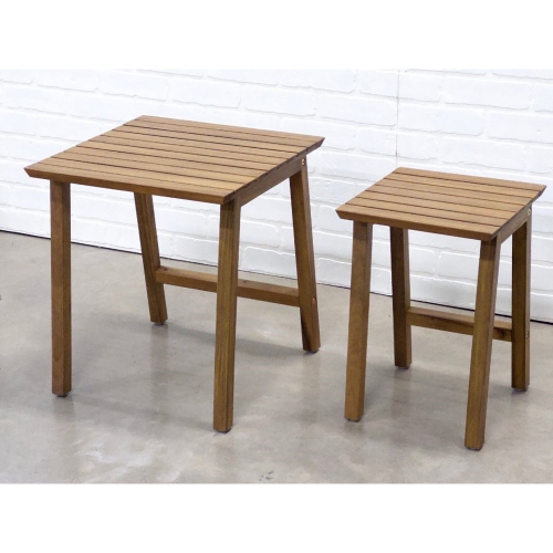 F. Corriveau International - Set of 2 Vario Tables, Indoor/Outdoor, Made of Acacia Wood