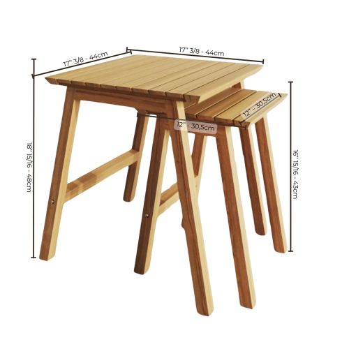 F. Corriveau International - Set of 2 Vario Tables, Indoor/Outdoor, Made of Acacia Wood