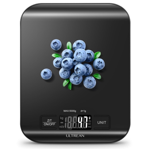 Ultrean Food Scale, Digital Kitchen Scale Weight Grams and Ounces for Baking and Cooking, 6 Units with Tare Function, 11lb (Black)