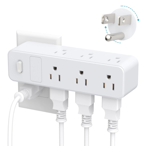 Surge Protector Outlet Extender with 360° Rotating Plug, 9 AC Outlets Splitter, Multi Plug Wall Outlet with Power Switch