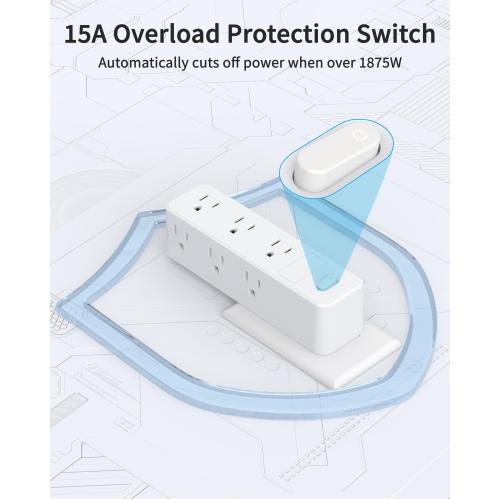 Surge Protector Outlet Extender with 360° Rotating Plug, 9 AC Outlets Splitter, Multi Plug Wall Outlet with Power Switch