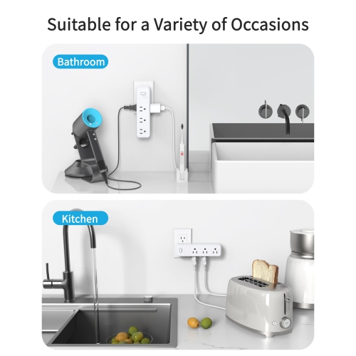 Surge Protector Outlet Extender with 360° Rotating Plug, 9 AC Outlets Splitter, Multi Plug Wall Outlet with Power Switch