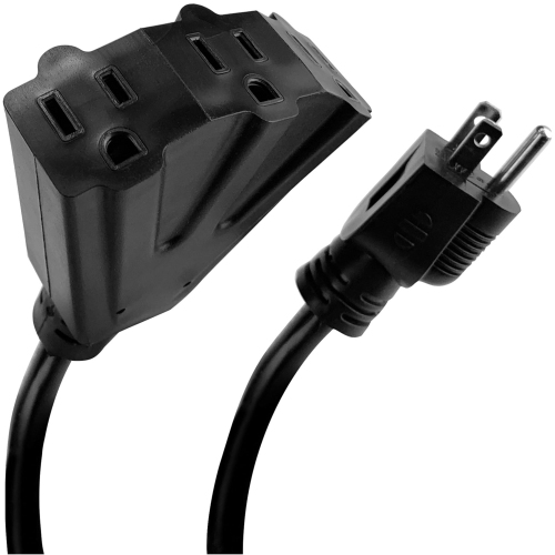 Pro Block 2 Grounded 3-Outlet Outdoor Extension Cord, 2-Feet, Black
