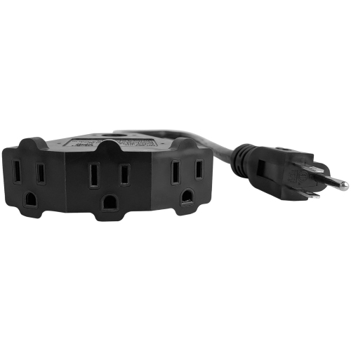 Pro Block 2 Grounded 3-Outlet Outdoor Extension Cord, 2-Feet, Black