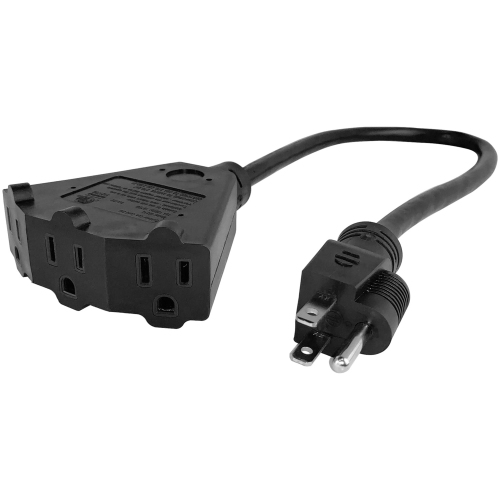Pro Block 2 Grounded 3-Outlet Outdoor Extension Cord, 2-Feet, Black