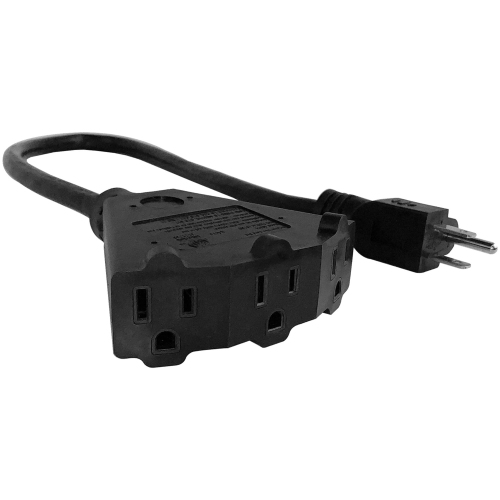 Pro Block 2 Grounded 3-Outlet Outdoor Extension Cord, 2-Feet, Black